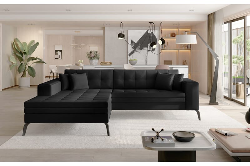 Solangis Divansoffa Vänster - Läder/Svart - Möbler - Soffa - Skinnsoffor