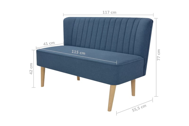 Soffa 117x55,5x77 cm tyg blå - Blå - 2 sits soffa