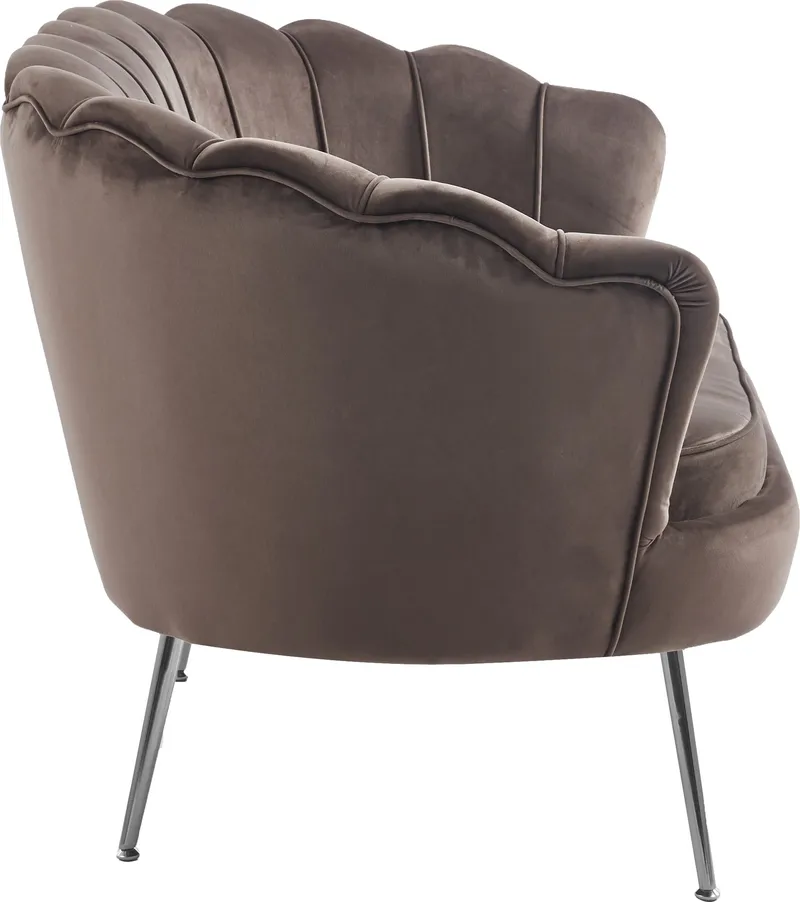 Soffa 2-sits brun sammet med kromade ben, Brun