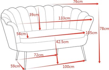 Soffa 2-sits brun sammet med kromade ben - Brun - Möbler - Soffa - 2 sits soffa