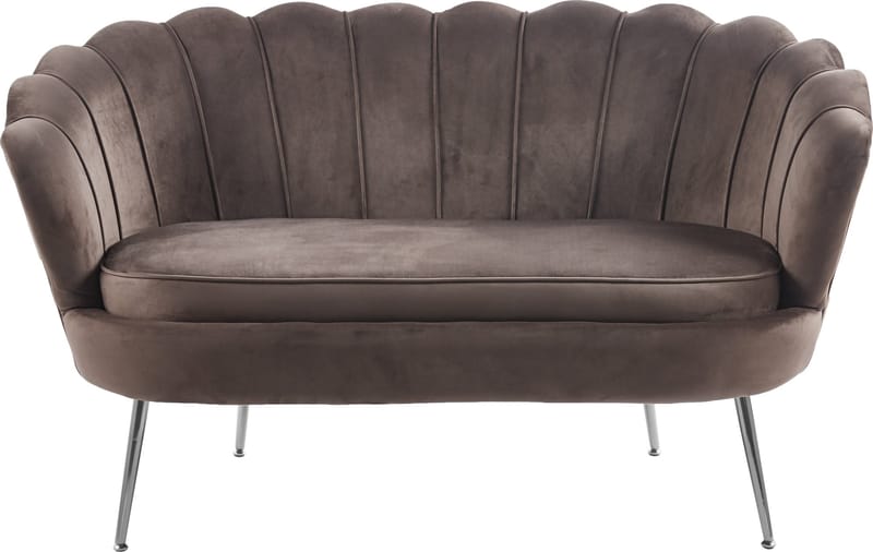 Soffa 2-sits brun sammet med kromade ben - Brun - Möbler - Soffa - Sammetssoffa