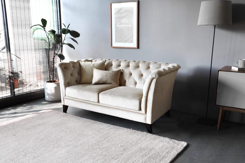 Soffa 2-sits chesterfield beige - Milton - Beige - Möbler - Soffa - Chesterfield soffa