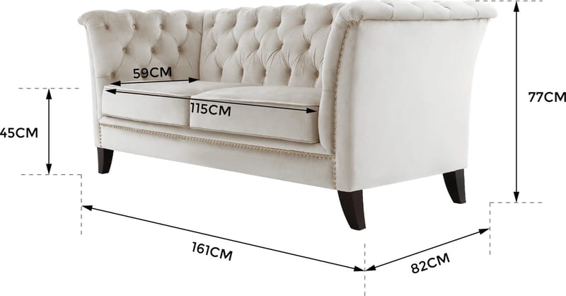 Soffa 2-sits chesterfield blå - Milton - Blå - Möbler - Soffa - Chesterfield soffa