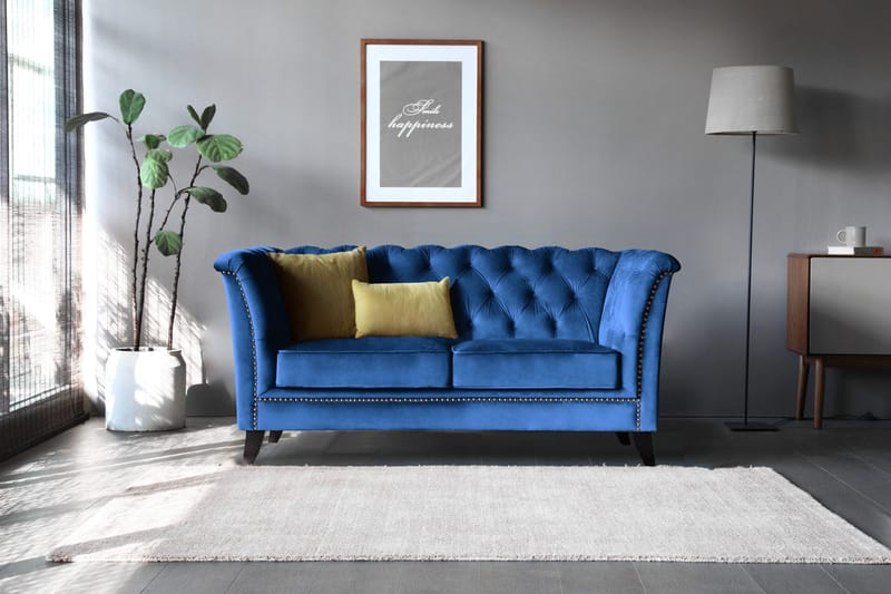 Soffa 2-sits chesterfield blå - Milton - Blå - Möbler - Soffa - Chesterfield soffa