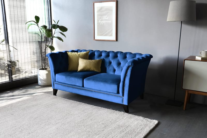 Soffa 2-sits chesterfield blå - Milton - Blå - Möbler - Soffa - Chesterfield soffa