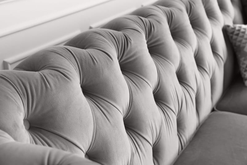 Soffa 2-sits chesterfield grå - Henry - Grå sammet - Möbler - Soffa - Chesterfield soffa