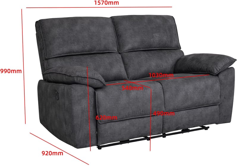 Soffa 2-sits elektrisk ställbar recliner - Grå - Grå - Möbler - Soffa - Biosoffa & reclinersoffa