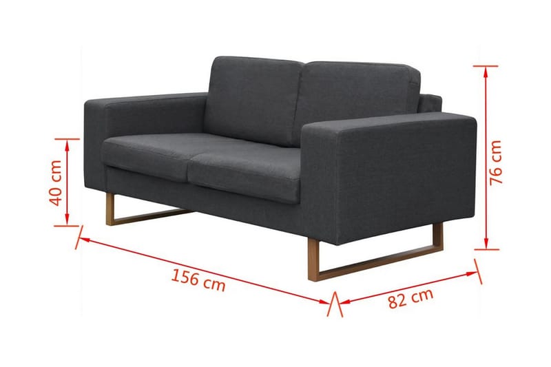 Soffa 2-sits tyg mörkgrå - Grå - 2 sits soffa