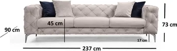 Soffa 3-sits - 237 cm - Beige - Möbler - Soffa - 2 sits soffa