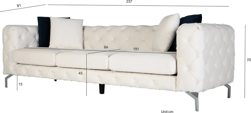 Soffa 3-sits - 237 cm - Beige - Möbler - Soffa - 2 sits soffa