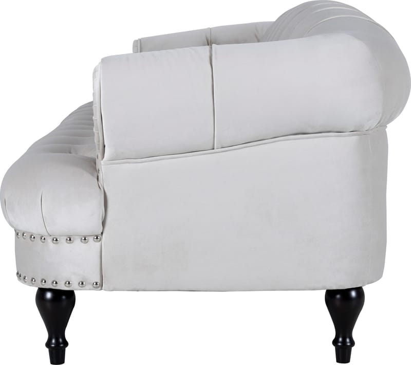Soffa 3-sits chesterfield beige sammet - Beige - Möbler - Soffa - Chesterfield soffa
