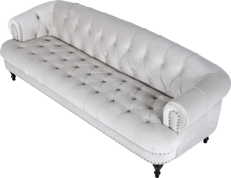 Soffa 3-sits chesterfield beige sammet - Beige - Möbler - Soffa - Chesterfield soffa