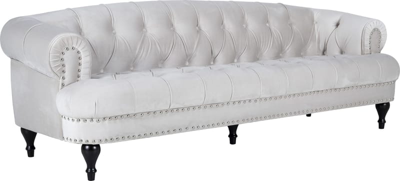 Soffa 3-sits chesterfield beige sammet - Beige - Möbler - Soffa - Chesterfield soffa