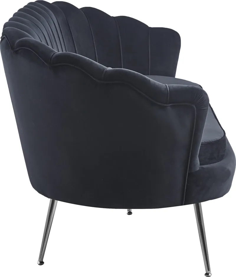 Soffa 3-sits i svart sammet - Kingsley - Svart - Möbler - Soffa - Sammetssoffa