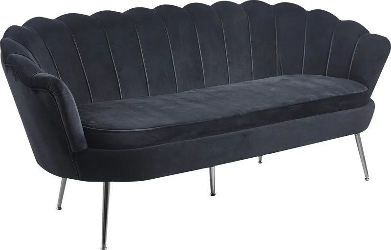 Soffa 3-sits i svart sammet - Kingsley, Svart