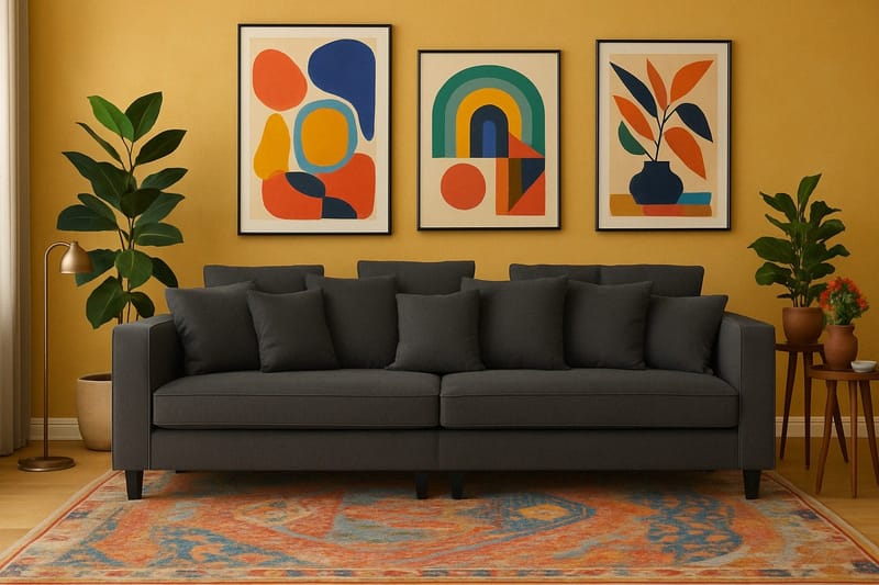 Soffa 4-sits 270 cm antracit tyg - Brandy - Antracit - Möbler - Soffa - Sammetssoffa