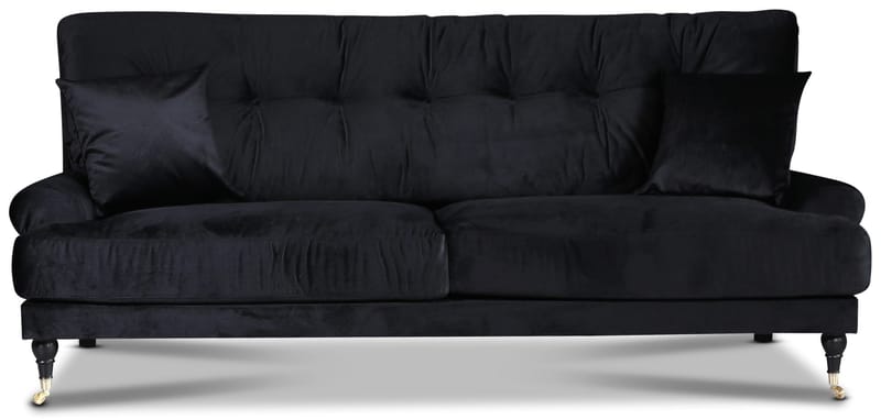 Soffa Adena Svart - 225 cm, Svart sammet