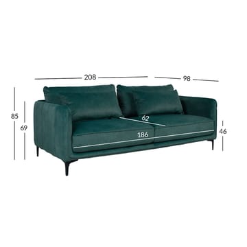 Soffa Bianka 3-sits - grön - Möbler - Soffa - Sammetssoffa