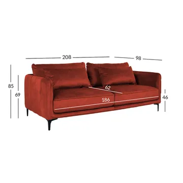 Soffa Bianka 3-sits - orange - Möbler - Soffa - Sammetssoffa