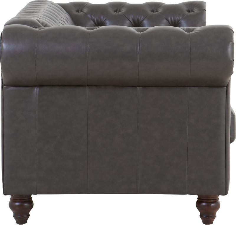 Soffa chesterfield 3-sits 219 cm mörkbrunt konstläder - Mörkbrun - Möbler - Soffa - Chesterfield soffa