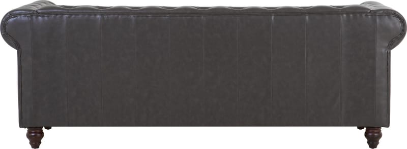 Soffa chesterfield 3-sits 219 cm mörkbrunt konstläder - Mörkbrun - Möbler - Soffa - Chesterfield soffa