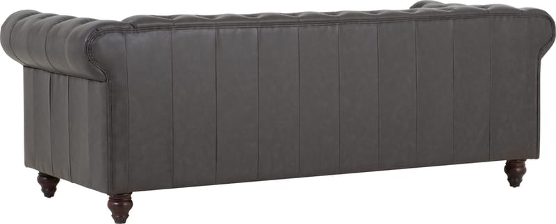 Soffa chesterfield 3-sits 219 cm mörkbrunt konstläder - Mörkbrun - Möbler - Soffa - Chesterfield soffa