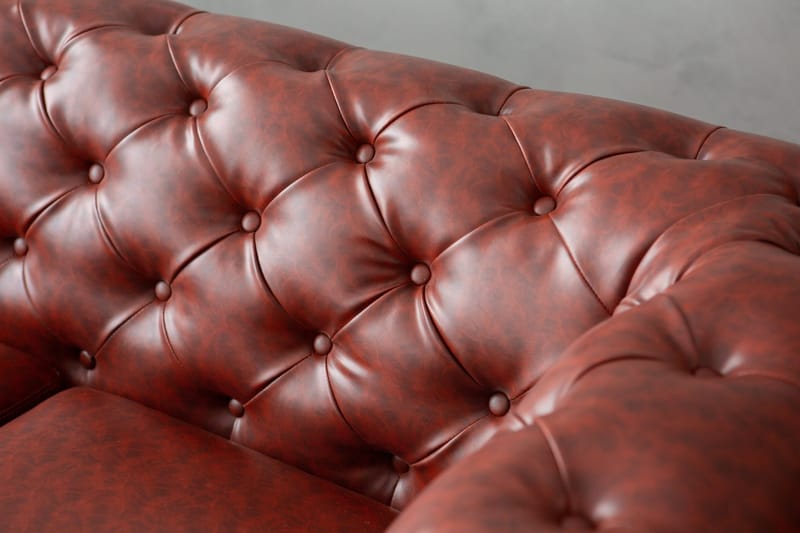 Soffa chesterfield 3-sits i brun PU - Charles - Brun/svart - Möbler - Soffa - Chesterfield soffa