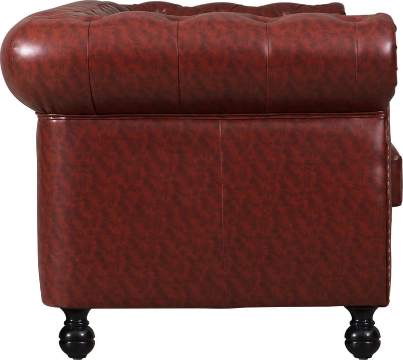Soffa chesterfield 3-sits i brun PU - Charles - Brun/svart - Möbler - Soffa - Chesterfield soffa