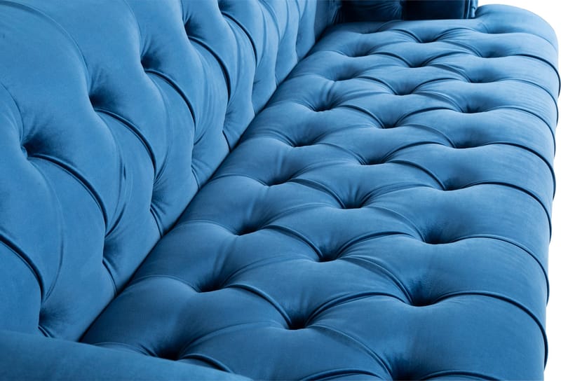 Soffa chesterfield 3-sits soffa i blå sammet - Blå - Möbler - Soffa - Chesterfield soffa