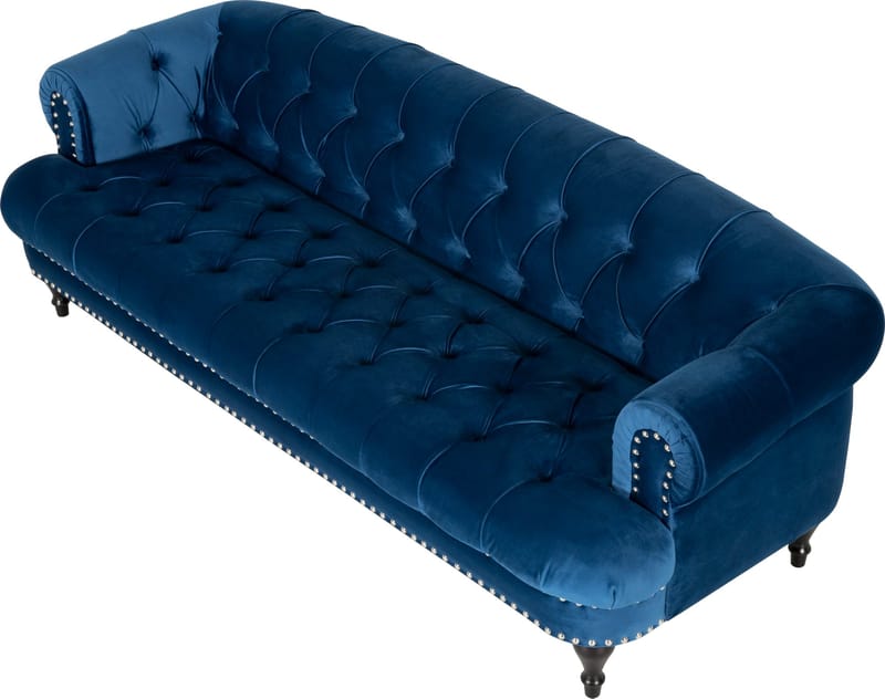Soffa chesterfield 3-sits soffa i blå sammet - Blå - Möbler - Soffa - Chesterfield soffa