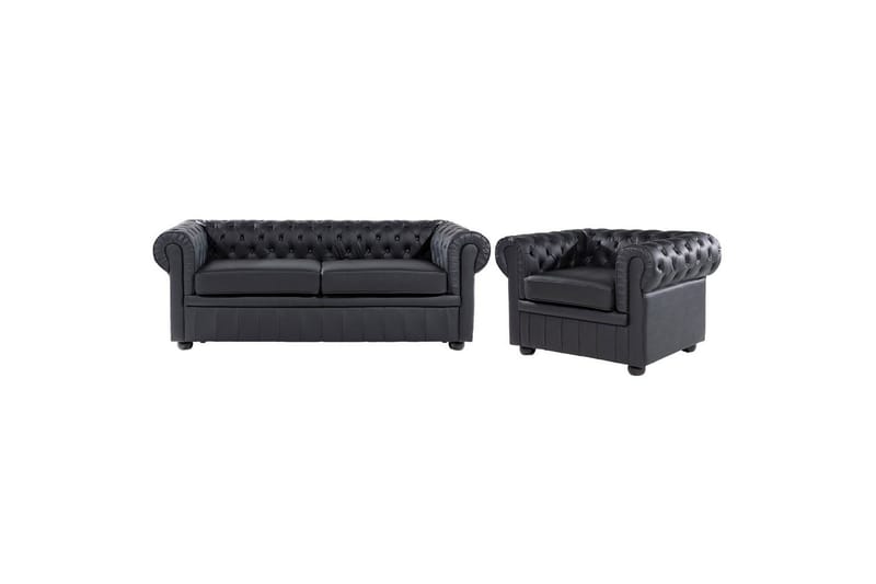 Soffa Chesterfield Svart, brun - Svart, brun - Möbler - Soffa - Soffgrupp