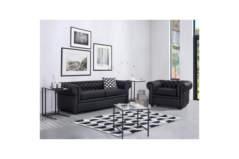 Soffa Chesterfield Svart, brun - Svart, brun - Möbler - Soffa - Soffgrupp