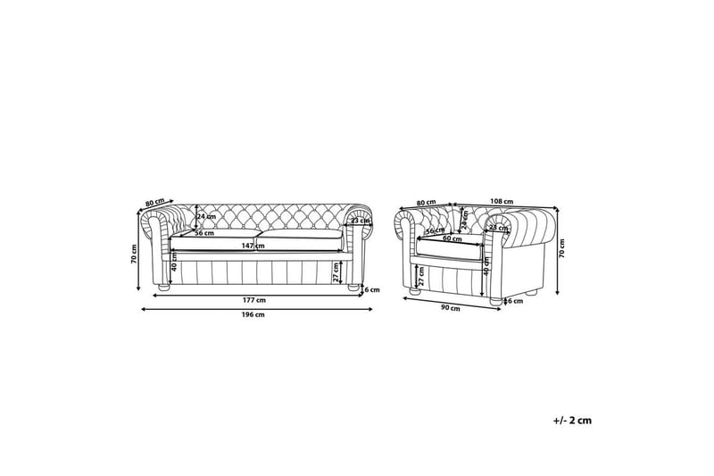 Soffa Chesterfield Svart, brun - Svart, brun - Möbler - Soffa - Soffgrupp