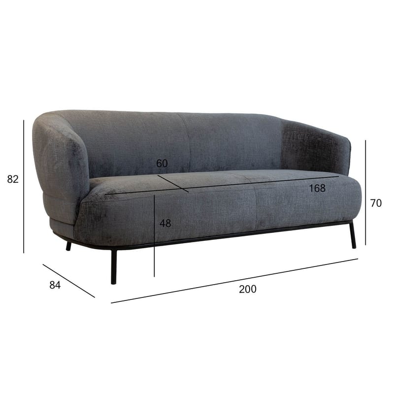 Soffa Gemala 2,5-sits - mörkgrå - Möbler - Soffa - Sammetssoffa