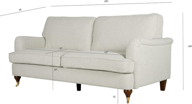 Soffa Howard 2-sits i bouclé 187 cm - Vit - Möbler - Soffa - Howardsoffor