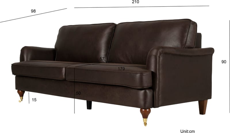 Soffa Howard Watford Deluxe - 210 cm - Vintagebrunt - Möbler - Soffa - Howardsoffor