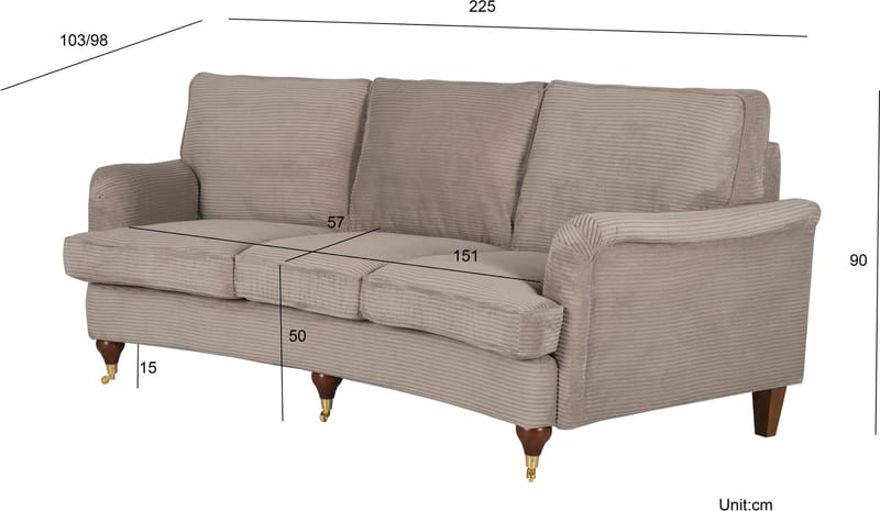 Soffa Howard Watford Deluxe 225 cm - Beige - Möbler - Soffa - Howardsoffor