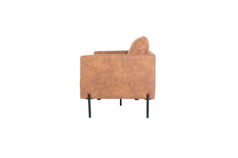 Soffa i brunt ecoläder 156 cm - Cognac - Möbler - Soffa - Skinnsoffor