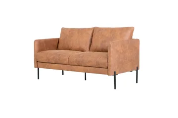 Soffa i brunt ecoläder 156 cm - Cognac - Möbler - Soffa - Skinnsoffor
