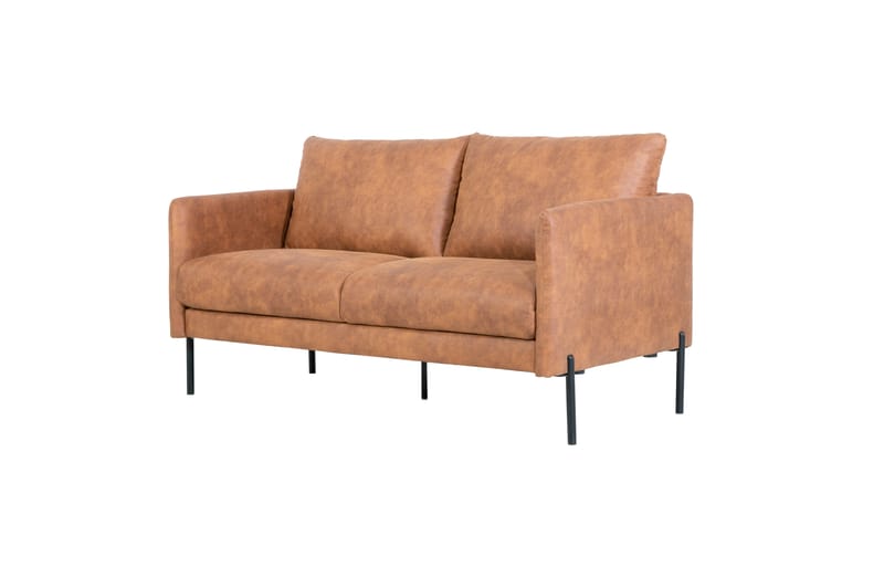Soffa i brunt ecoläder 156 cm - Cognac - Möbler - Soffa - Skinnsoffor