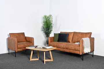 Soffa i brunt ecoläder 156 cm - Cognac - Möbler - Soffa - Skinnsoffor