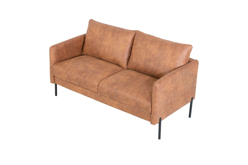 Soffa i brunt ecoläder 156 cm - Cognac - Möbler - Soffa - Skinnsoffor