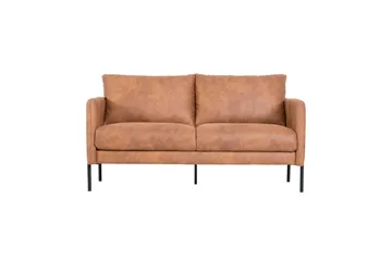 Soffa i brunt ecoläder 156 cm - Cognac - Möbler - Soffa - Skinnsoffor