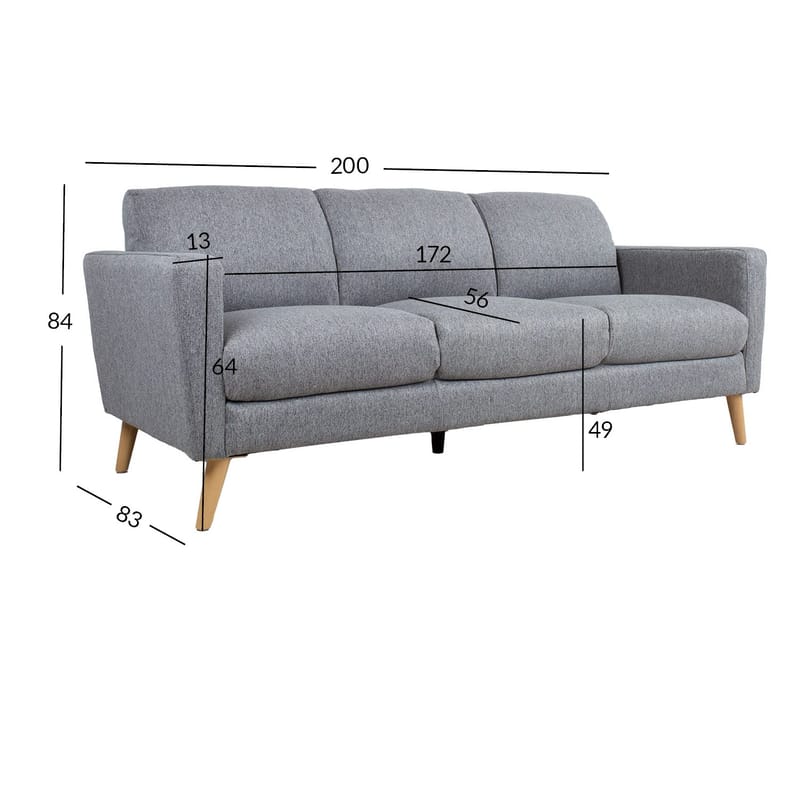 Soffa Kaili 3-sits - grå - Möbler - Soffa - 3 sits soffa