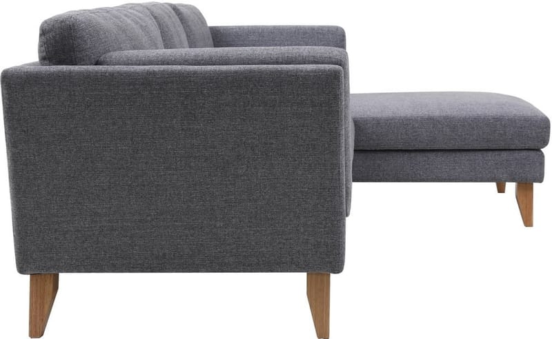 Soffa med divan grått tyg - 260 cm bred - grå - Möbler - Soffa - Divansoffor & schäslongsoffa