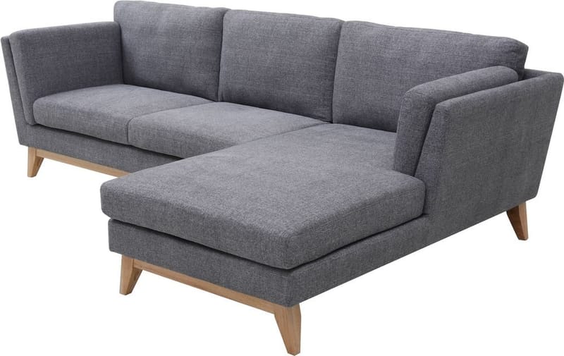 Soffa med divan grått tyg - 260 cm bred - grå - Möbler - Soffa - Divansoffor & schäslongsoffa