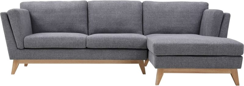 Soffa med divan grått tyg - 260 cm bred - grå - Möbler - Soffa - Divansoffor & schäslongsoffa