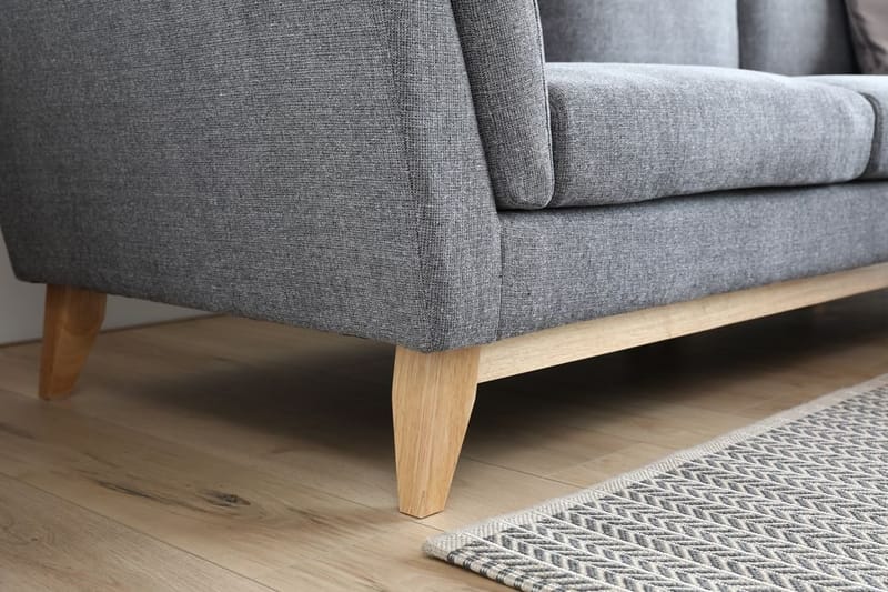 Soffa med divan grått tyg - 260 cm bred - grå - Möbler - Soffa - Divansoffor & schäslongsoffa