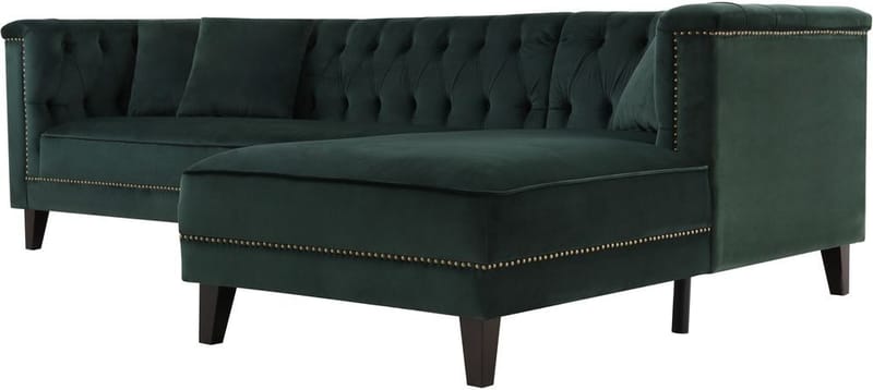 Soffa med divan grön sammet - Bellas - Grön - Möbler - Soffa - Divansoffor & schäslongsoffa