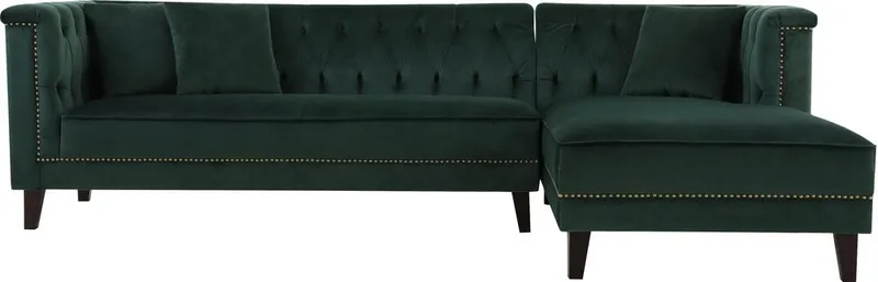 Soffa med divan grön sammet - Bellas, Grön